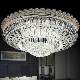 Plafoniera in cristallo rotonda a filo 100x40 cm 14 luci E12/E14 + LED