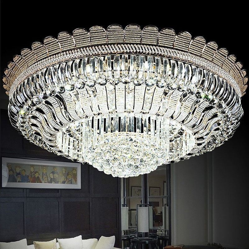 Plafoniera in cristallo rotonda a filo 100x40 cm 14 luci E12/E14 + LED