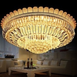 Plafoniera in cristallo rotonda a filo 100x40 cm 14 luci E12/E14 + LED