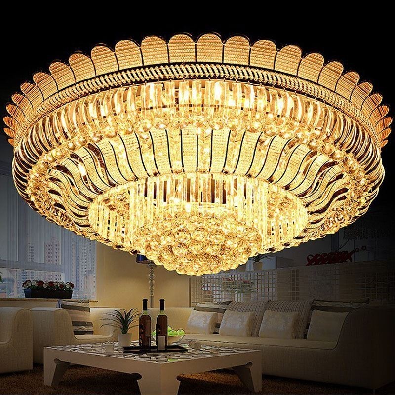 Plafoniera in cristallo rotonda a filo 100x40 cm 14 luci E12/E14 + LED