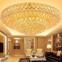Plafoniera da soffitto rotonda in cristallo stile europeo 14 luci 100x40 cm