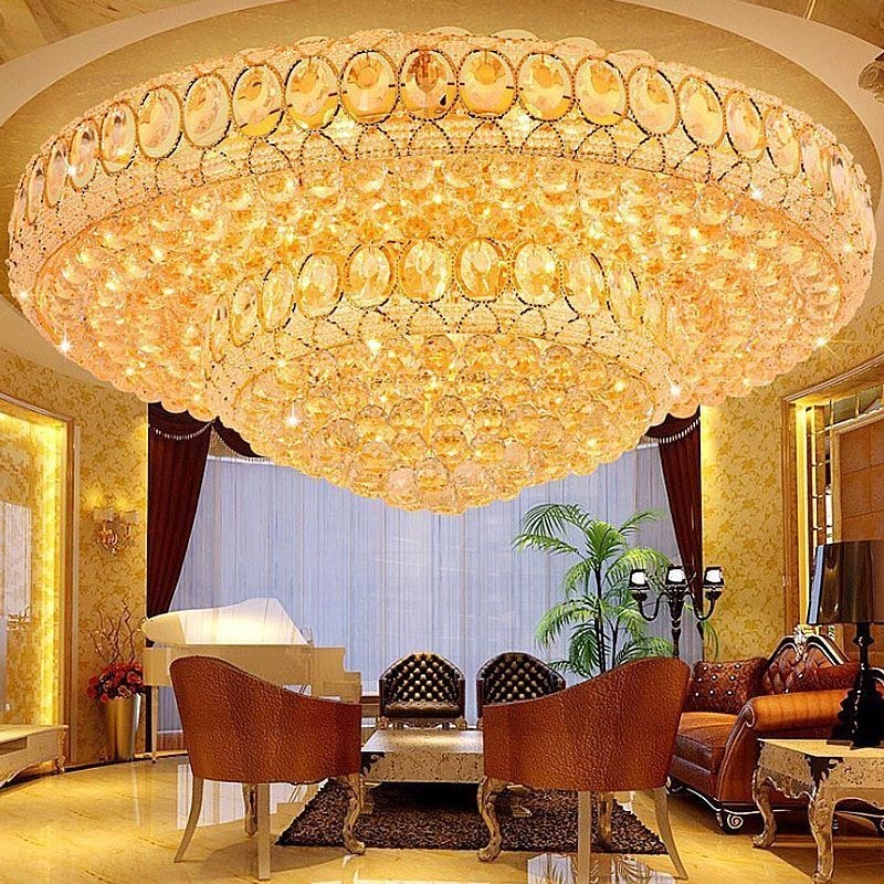 Plafoniera da soffitto rotonda in cristallo stile europeo 14 luci 100x40 cm