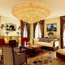 Plafoniera da soffitto rotonda in cristallo stile europeo 14 luci 100x40 cm