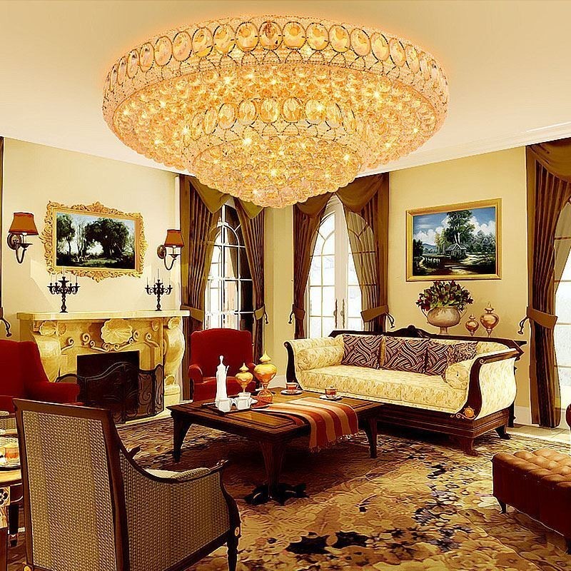 Plafoniera da soffitto rotonda in cristallo stile europeo 14 luci 100x40 cm