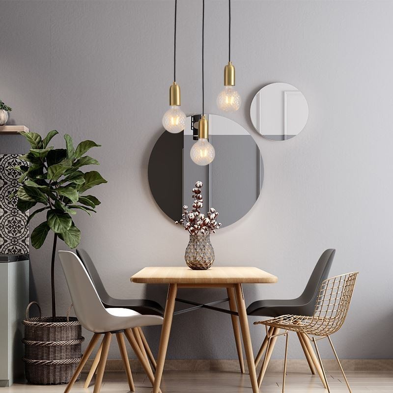 Lampada a sospensione nordica in ottone a 3 luci