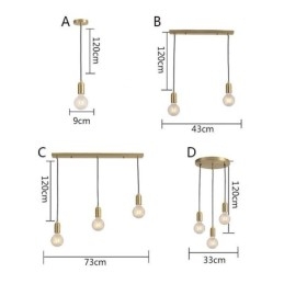 Lampada a sospensione nordica in ottone a 3 luci