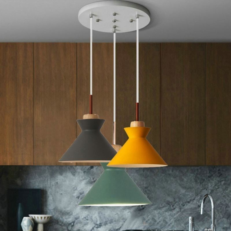 Lampada a sospensione Nordic Macaron a 3 luci in ferro, 51x16 cm, cavo regolabile 120 cm