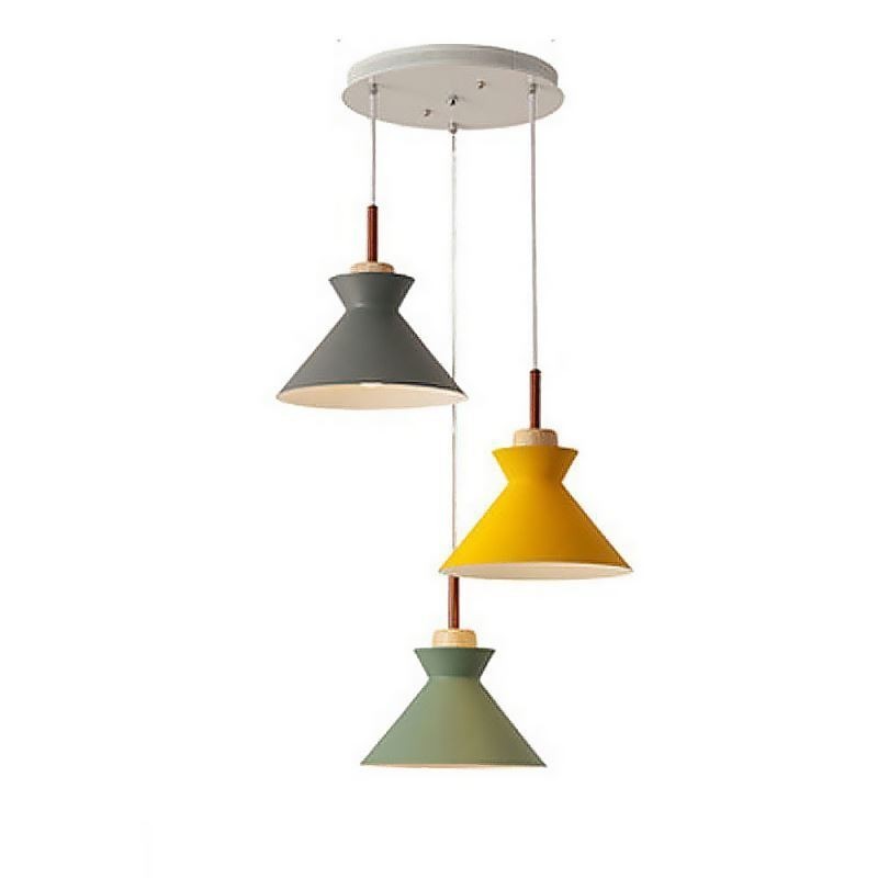 Lampada a sospensione Nordic Macaron a 3 luci in ferro, 51x16 cm, cavo regolabile 120 cm