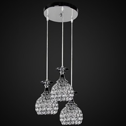 Lampadario moderno contemporaneo in cristallo e metallo cromato