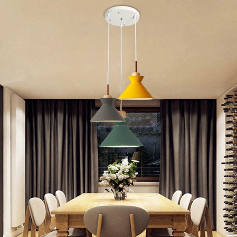 Lampada a sospensione Nordic Macaron a 3 luci in ferro, 51x16 cm, cavo regolabile 120 cm