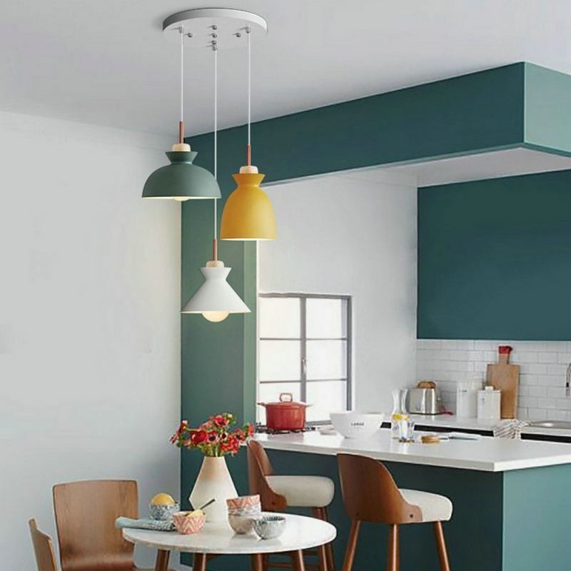 Lampada a sospensione nordica in ferro Macaron 3 luci E26/E27