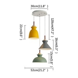 Lampada a sospensione nordica in ferro Macaron 3 luci E26/E27