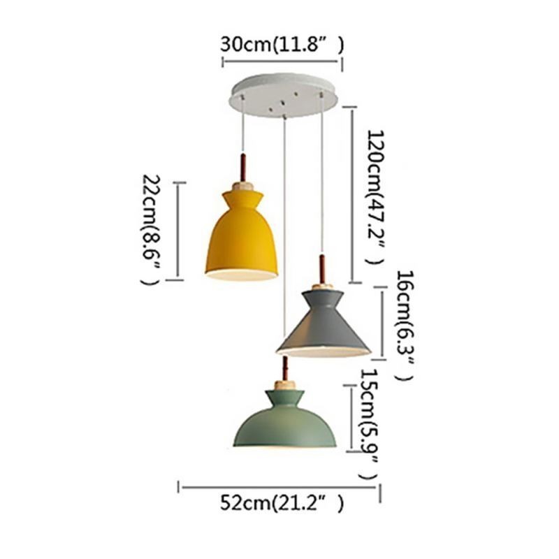 Lampada a sospensione nordica in ferro Macaron 3 luci E26/E27