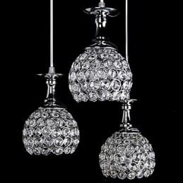 Lampadario moderno contemporaneo in cristallo e metallo cromato
