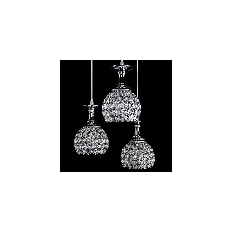 Lampadario moderno contemporaneo in cristallo e metallo cromato