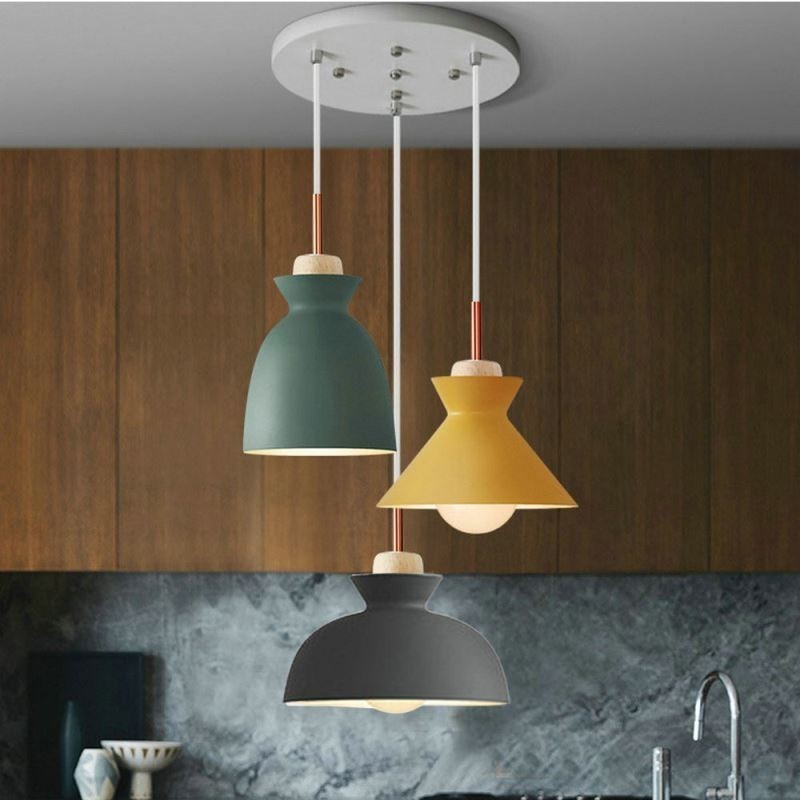 Lampada a sospensione nordica in ferro Macaron 3 luci E26/E27