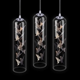 Lampada a sospensione in vetro nordica creativa a cilindro a farfalla
