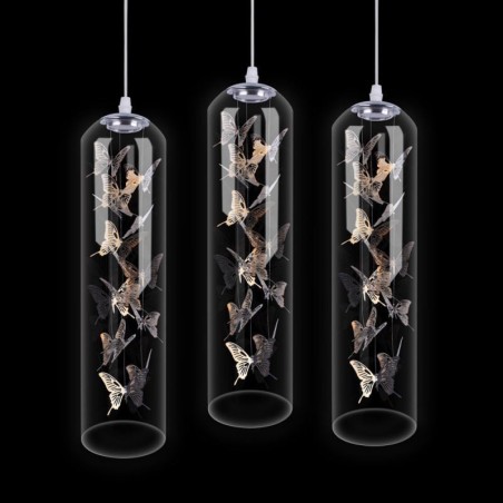 Lampada a sospensione in vetro nordica creativa a cilindro a farfalla