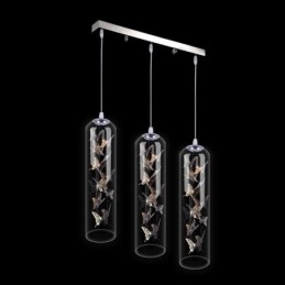 Lampada a sospensione in vetro nordica creativa a cilindro a farfalla