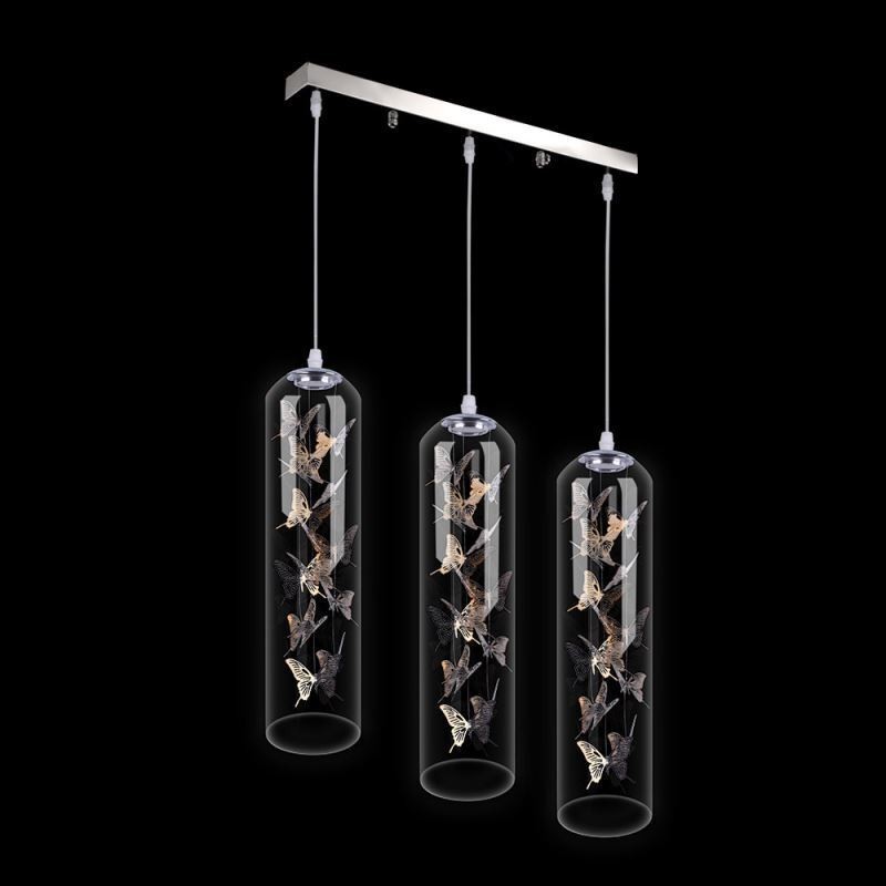 Lampada a sospensione in vetro nordica creativa a cilindro a farfalla