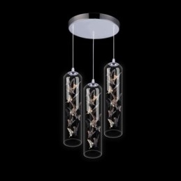 Lampada a sospensione in vetro nordica creativa a cilindro a farfalla