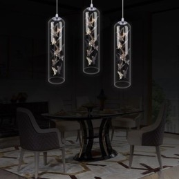 Lampada a sospensione in vetro nordica creativa a cilindro a farfalla
