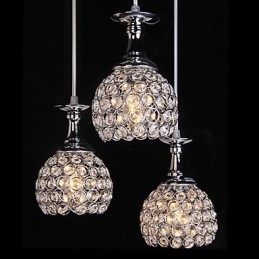 Lampadario moderno contemporaneo in cristallo e metallo cromato