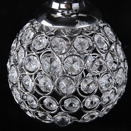 Lampadario moderno contemporaneo in cristallo e metallo cromato