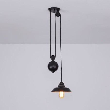 Lampada a sospensione industriale con puleggia, retrattile, altezza regolabile