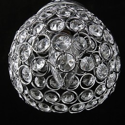 Lampadario moderno contemporaneo in cristallo e metallo cromato