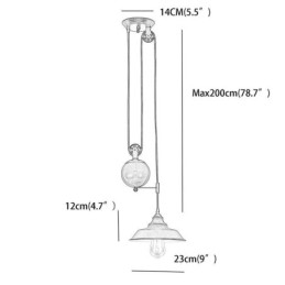 Lampada a sospensione industriale con puleggia, retrattile, altezza regolabile