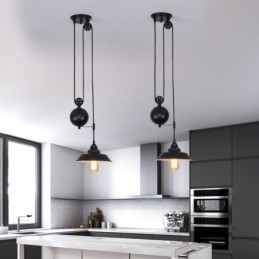 Lampada a sospensione industriale con puleggia, retrattile, altezza regolabile