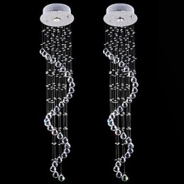 Lampadario a sospensione in cristallo K9 trasparente argento 1 luce GU10 H120 cm