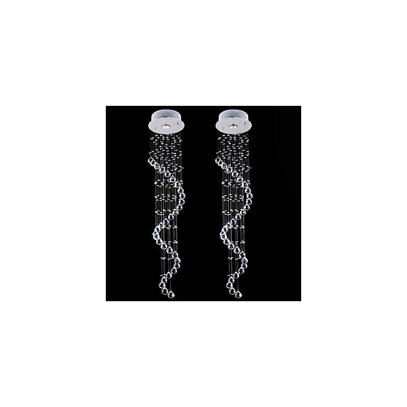 Lampadario a sospensione in cristallo K9 trasparente argento 1 luce GU10 H120 cm