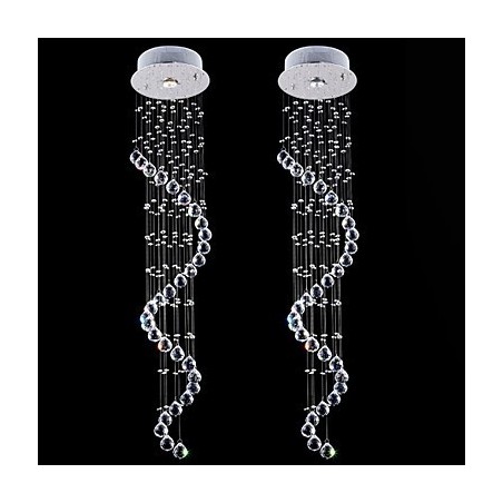 Lampadario a sospensione in cristallo K9 trasparente argento 1 luce GU10 H120 cm