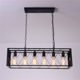 Lampada a sospensione rustica rettangolare a 6 luci