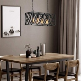Lampada a sospensione rettangolare rustica a 4 luci
