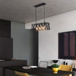 Lampada a sospensione rettangolare rustica a 4 luci