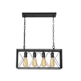 Lampada a sospensione rettangolare rustica a 4 luci