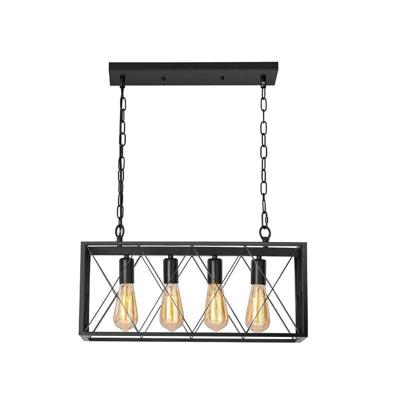Lampada a sospensione rettangolare rustica a 4 luci