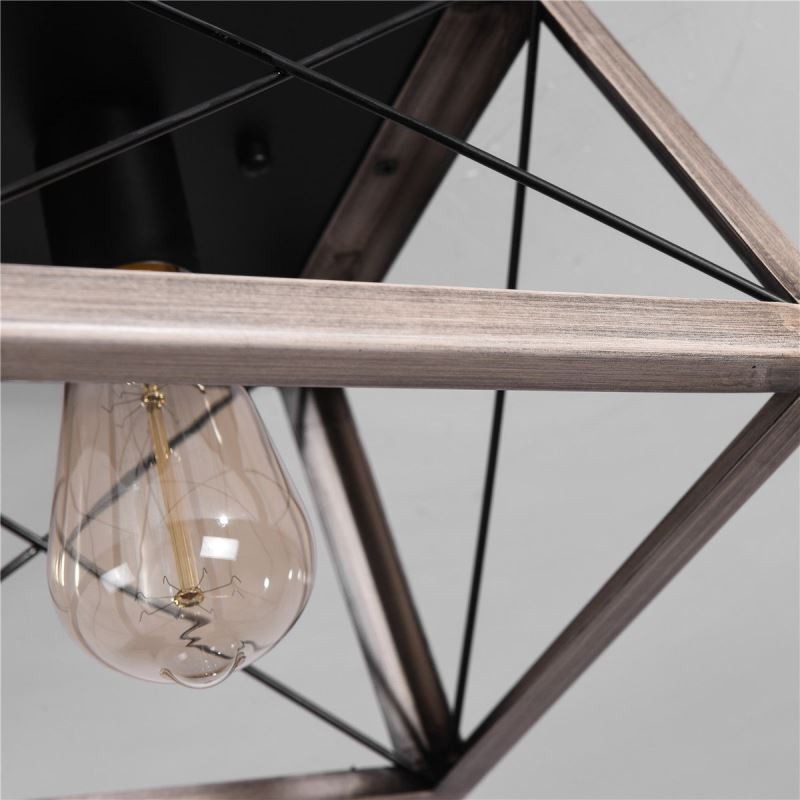 Lampada a sospensione vintage trapezoidale in metallo nero E26/E27 1 luce