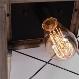 Lampada a sospensione vintage trapezoidale in metallo nero E26/E27 1 luce