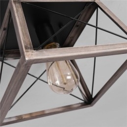 Lampada a sospensione vintage trapezoidale in metallo nero E26/E27 1 luce