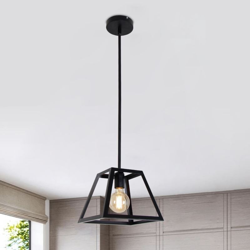 Lampada a sospensione industriale in metallo trapezoidale mini 24 x 20 cm