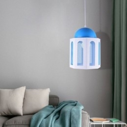 Lampada a sospensione castello moderna blu e bianca 25 x 35 cm E26/E27