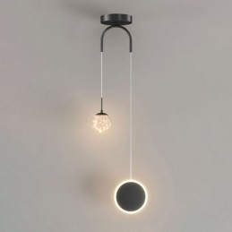 Lampada a sospensione moderna a forma di sfera con anello rotondo