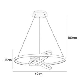 Lampadario moderno dimmerabile a 3 anelli LED sospensione