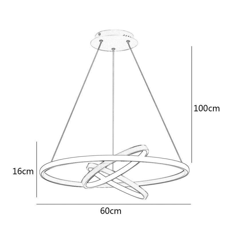 Lampadario moderno dimmerabile a 3 anelli LED sospensione