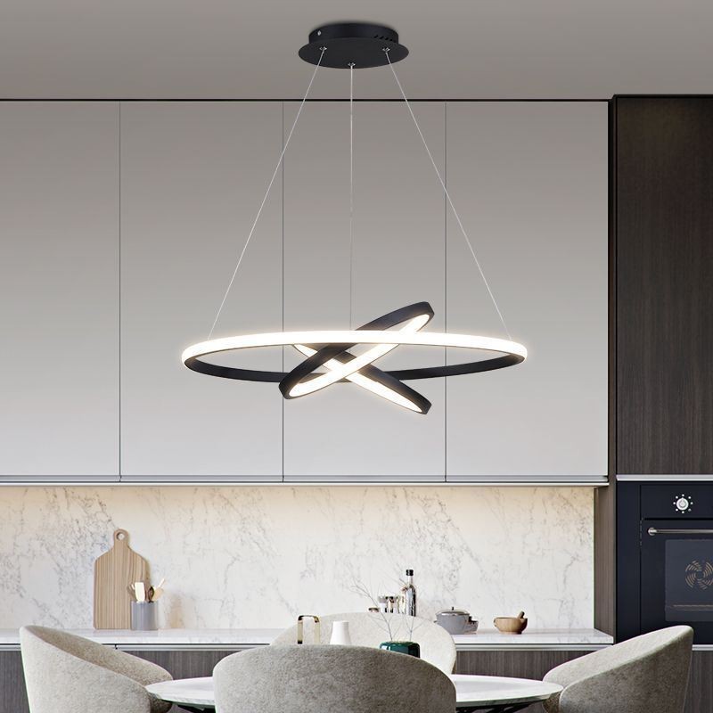 Lampadario moderno dimmerabile a 3 anelli LED sospensione
