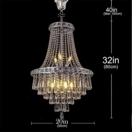 Lampadario moderno in cristallo a 9 luci, scala duplex, 50 x 50 x 80 cm